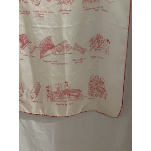 Vintage International Silk Association Made In Japan Silk Handkerchief Red White - Picture 9 of 9